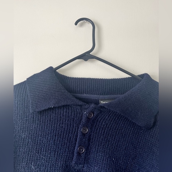 Thomas Cook Clothing Co. Men’s 1/4 Button Placket Wool Pullover Sweater Blue XL - Picture 4 of 5